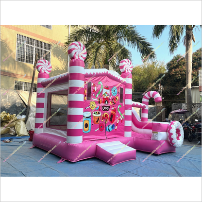 Candy Inflatable Best Bounce House With Slide Sweet Treat Donut Combo Slide Bouncy Castle Hire Near Me - Inflatable-Zone