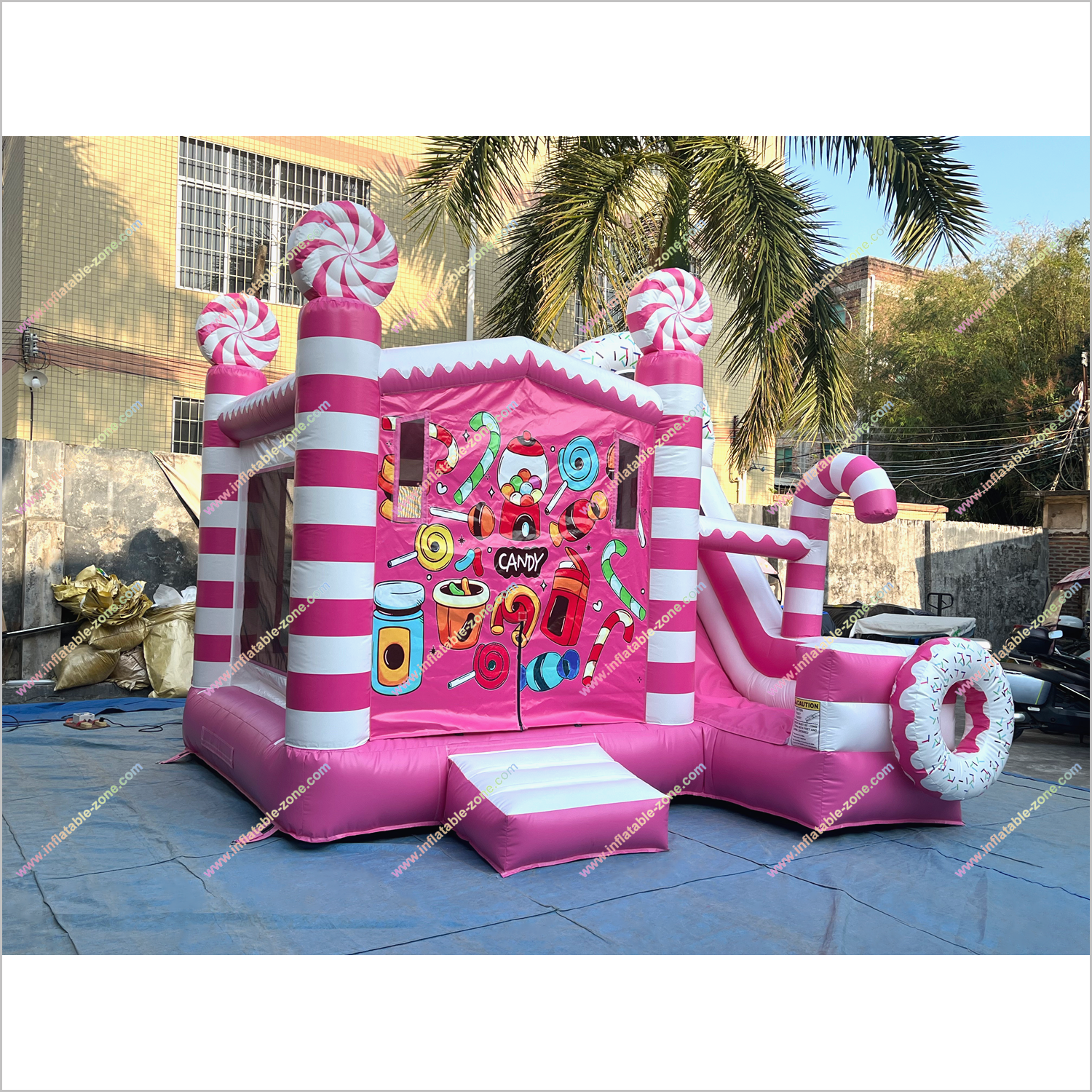 Candy Inflatable Best Bounce House With Slide Sweet Treat Donut Combo Slide Bouncy Castle Hire Near Me - Inflatable-Zone