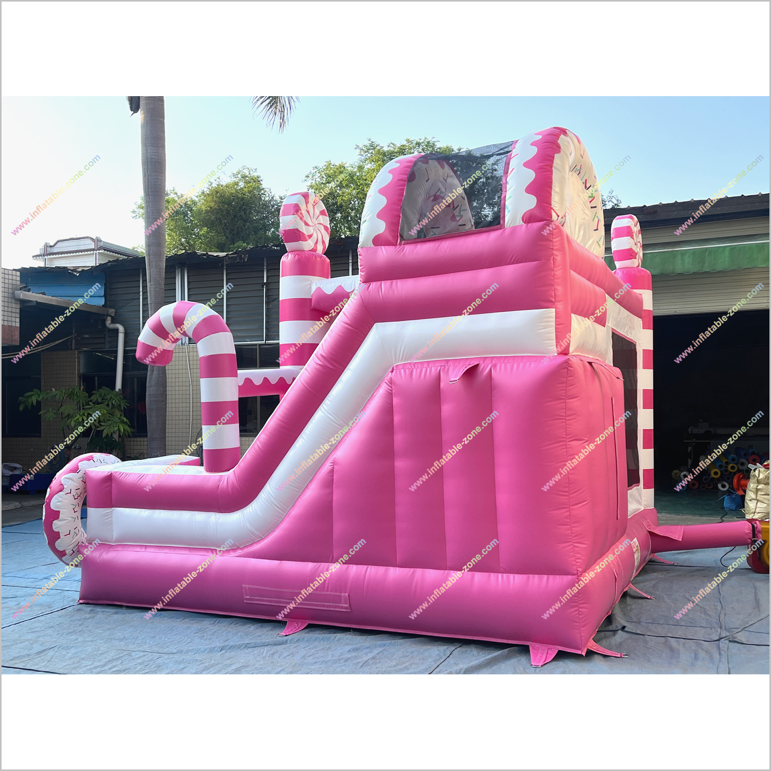 Candy Inflatable Best Bounce House With Slide Sweet Treat Donut Combo Slide Bouncy Castle Hire Near Me - Inflatable-Zone