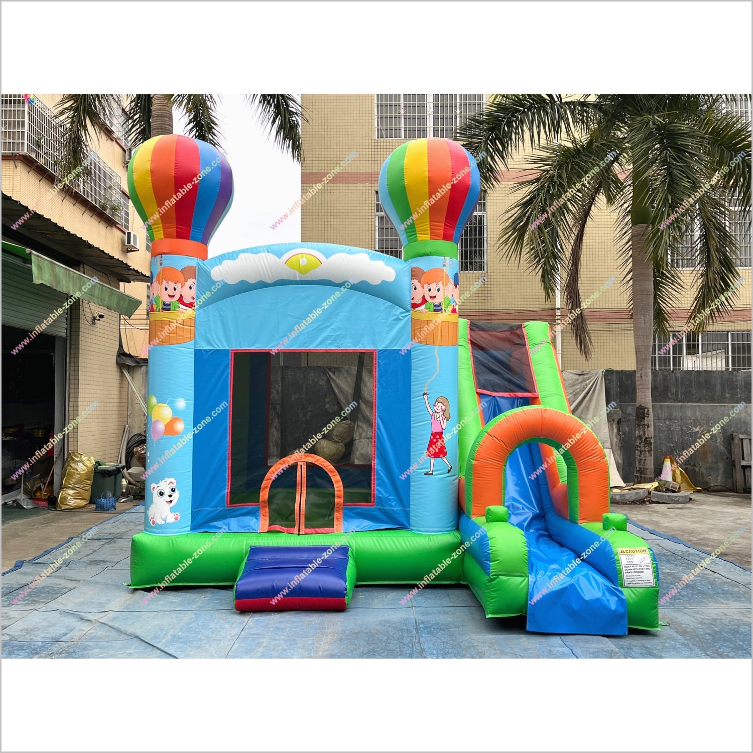 Rainbow Balloon Combo Jump And Slide Inflatable Bouncer Backyard Party Rentals Bouncy Castle For Sale With Slide - Inflatable-Zone