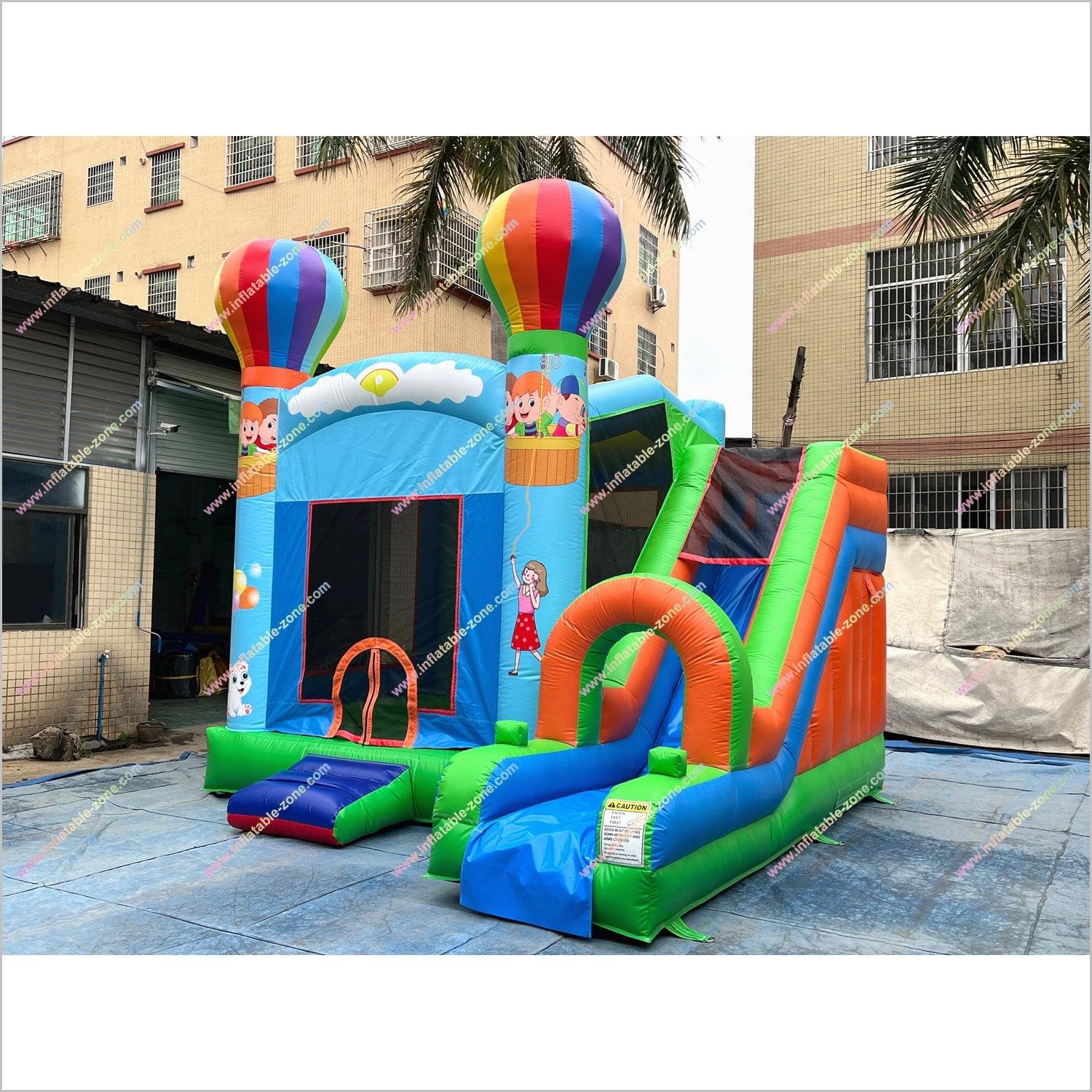 Rainbow Balloon Combo Jump And Slide Inflatable Bouncer Backyard Party Rentals Bouncy Castle For Sale With Slide - Inflatable-Zone
