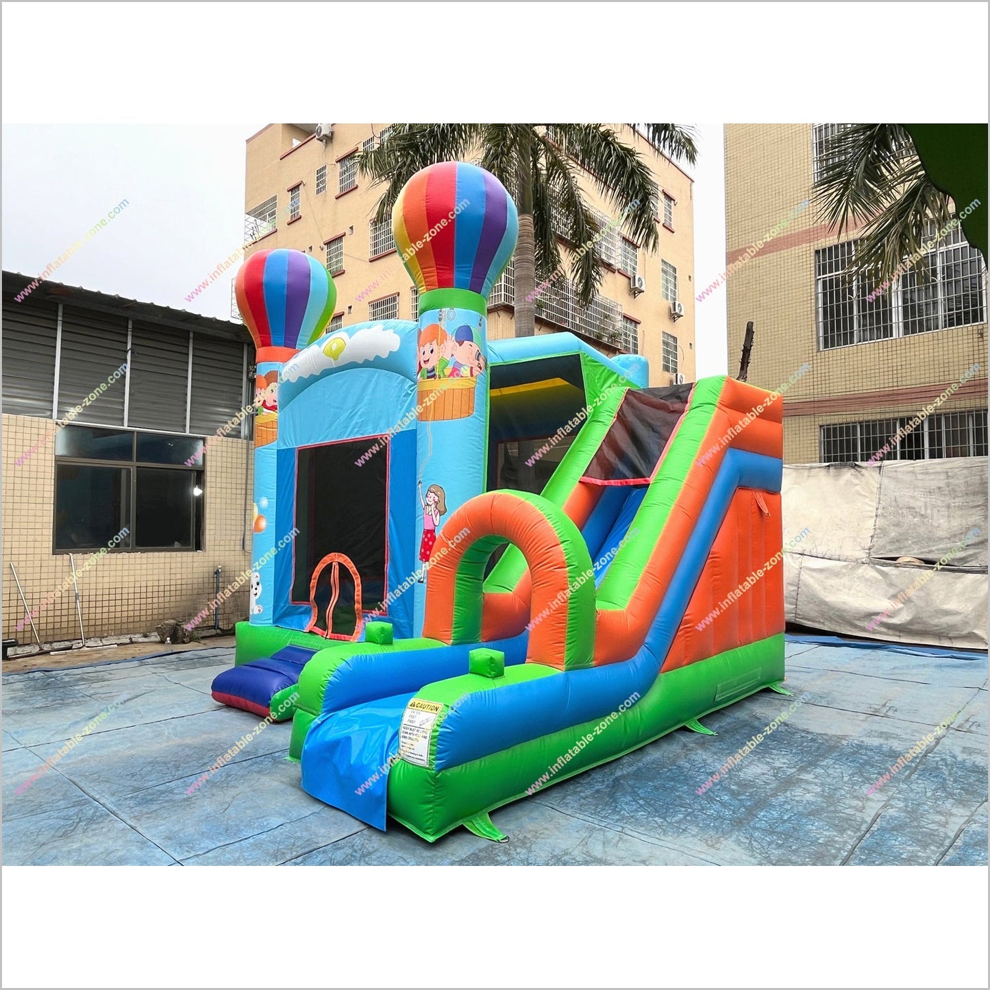 Rainbow Balloon Combo Jump And Slide Inflatable Bouncer Backyard Party Rentals Bouncy Castle For Sale With Slide - Inflatable-Zone