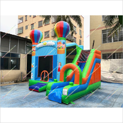 Rainbow Balloon Combo Jump And Slide Inflatable Bouncer Backyard Party Rentals Bouncy Castle For Sale With Slide - Inflatable-Zone