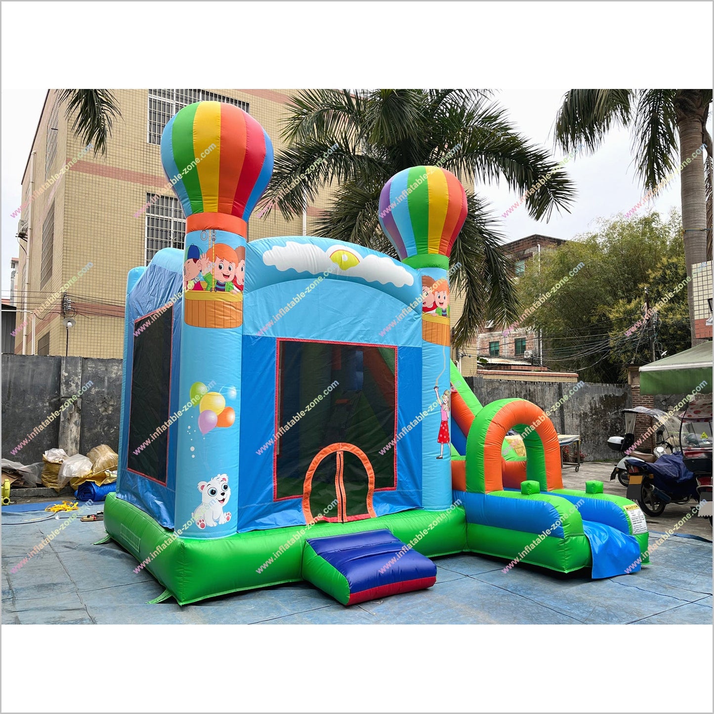 Rainbow Balloon Combo Jump And Slide Inflatable Bouncer Backyard Party Rentals Bouncy Castle For Sale With Slide - Inflatable-Zone
