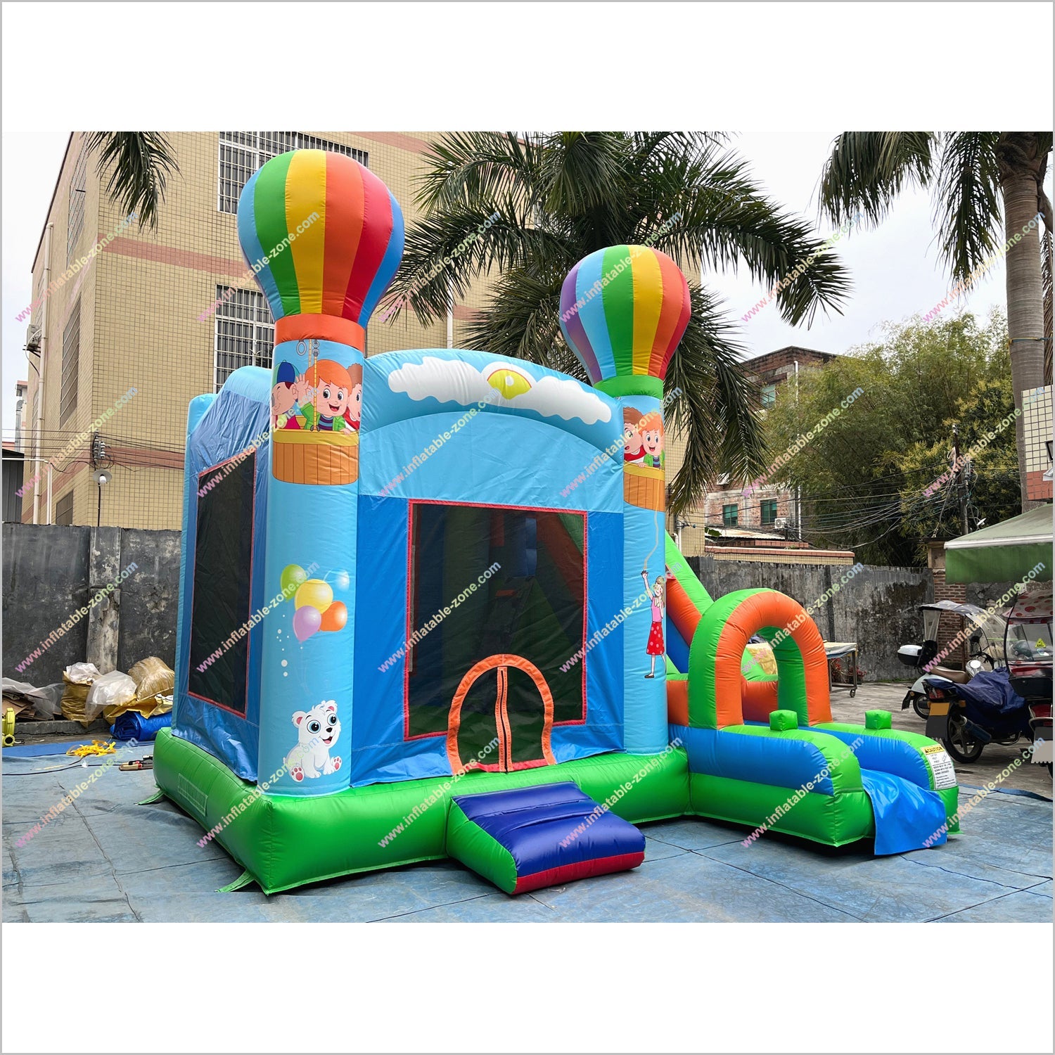 Rainbow Balloon Combo Jump And Slide Inflatable Bouncer Backyard Party Rentals Bouncy Castle For Sale With Slide - Inflatable-Zone