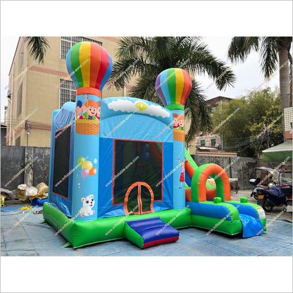 Rainbow Balloon Combo Jump And Slide Inflatable Bouncer Backyard Party Rentals Bouncy Castle For Sale With Slide - Inflatable-Zone