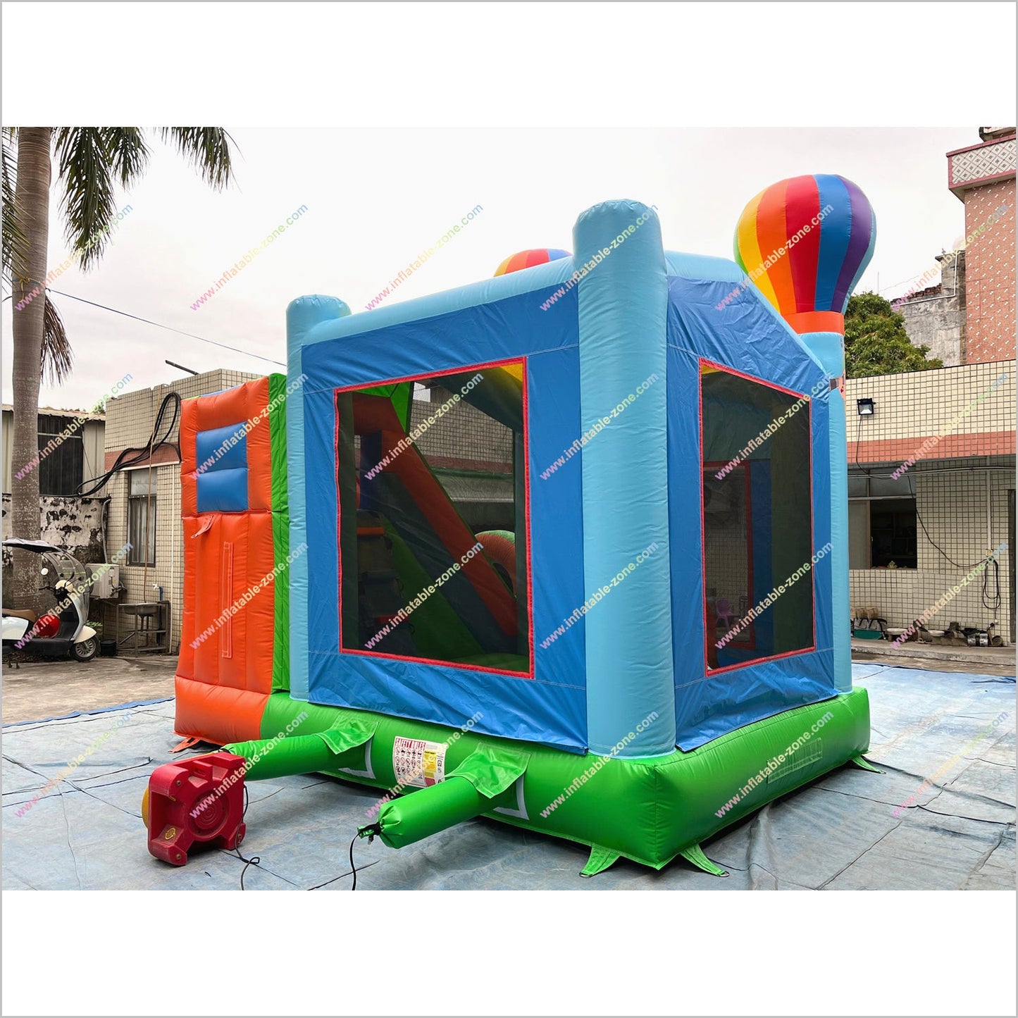 Rainbow Balloon Combo Jump And Slide Inflatable Bouncer Backyard Party Rentals Bouncy Castle For Sale With Slide - Inflatable-Zone