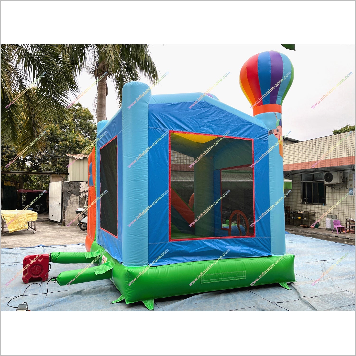 Rainbow Balloon Combo Jump And Slide Inflatable Bouncer Backyard Party Rentals Bouncy Castle For Sale With Slide - Inflatable-Zone