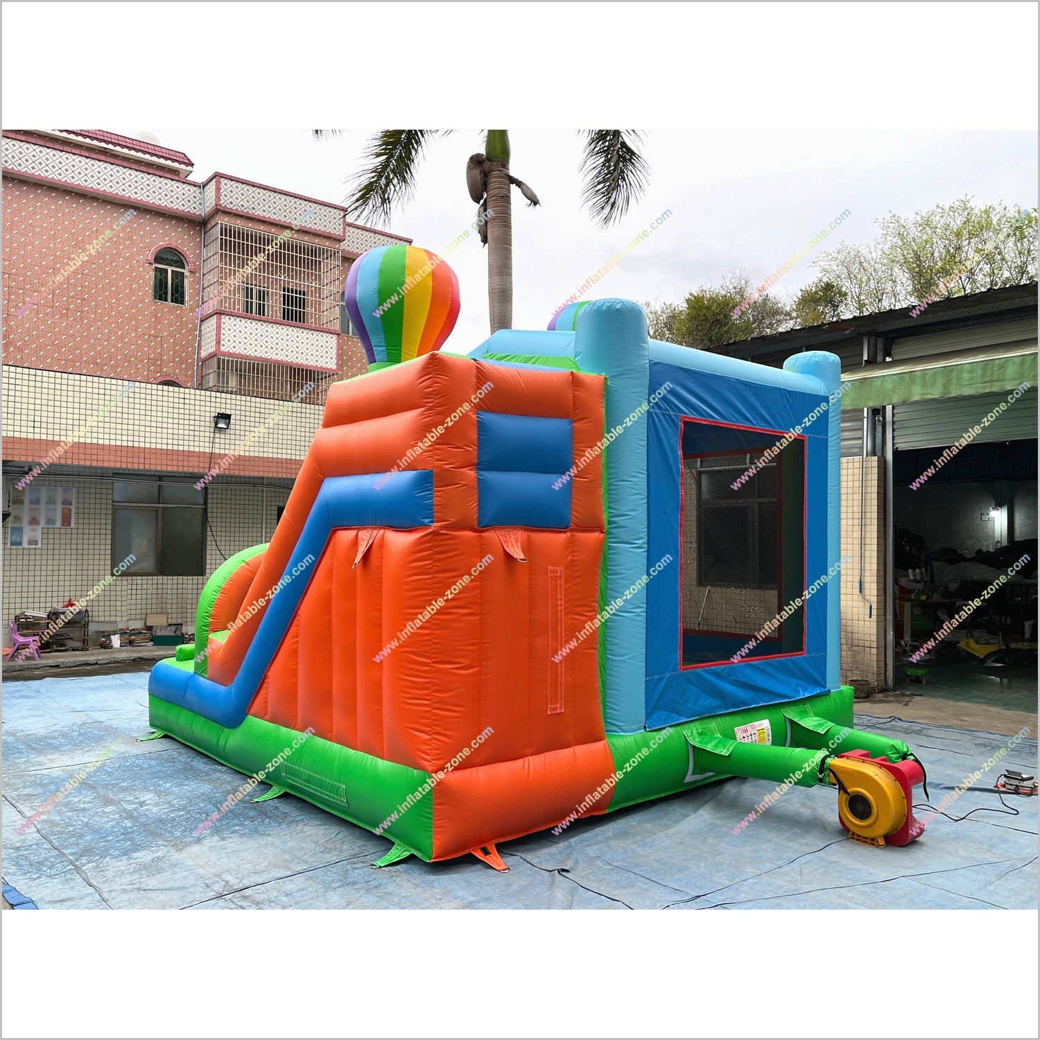Rainbow Balloon Combo Jump And Slide Inflatable Bouncer Backyard Party Rentals Bouncy Castle For Sale With Slide - Inflatable-Zone