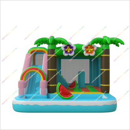 Bouncy Playground Jumping Castle Water Slide Hire Tropical Inflatables Bounce Houses And Waterslides Combo Beach - Inflatable-Zone