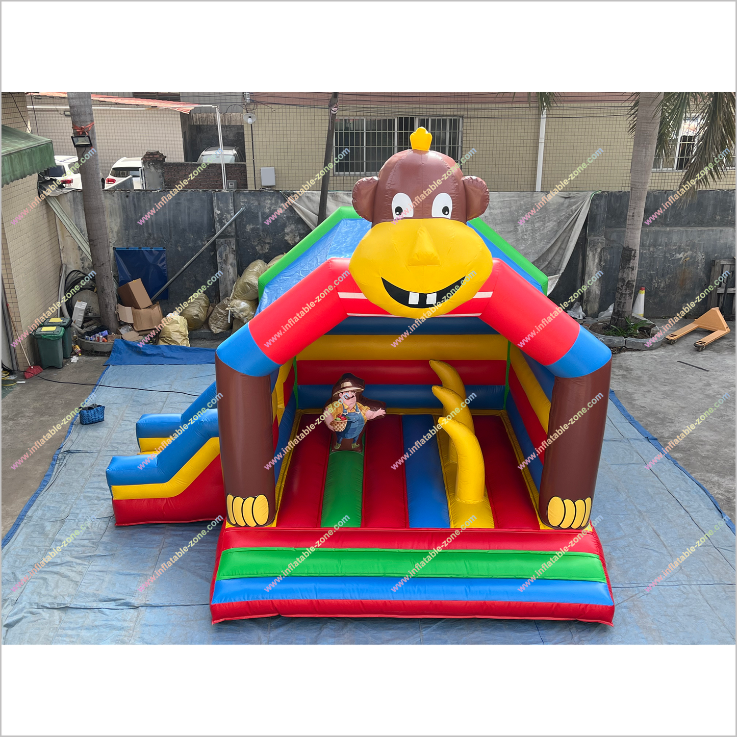 Monkey Theme Jumping Castle Party Bouncy With Slide Commercial Inflatable Bounce House For Sale - Inflatable-Zone