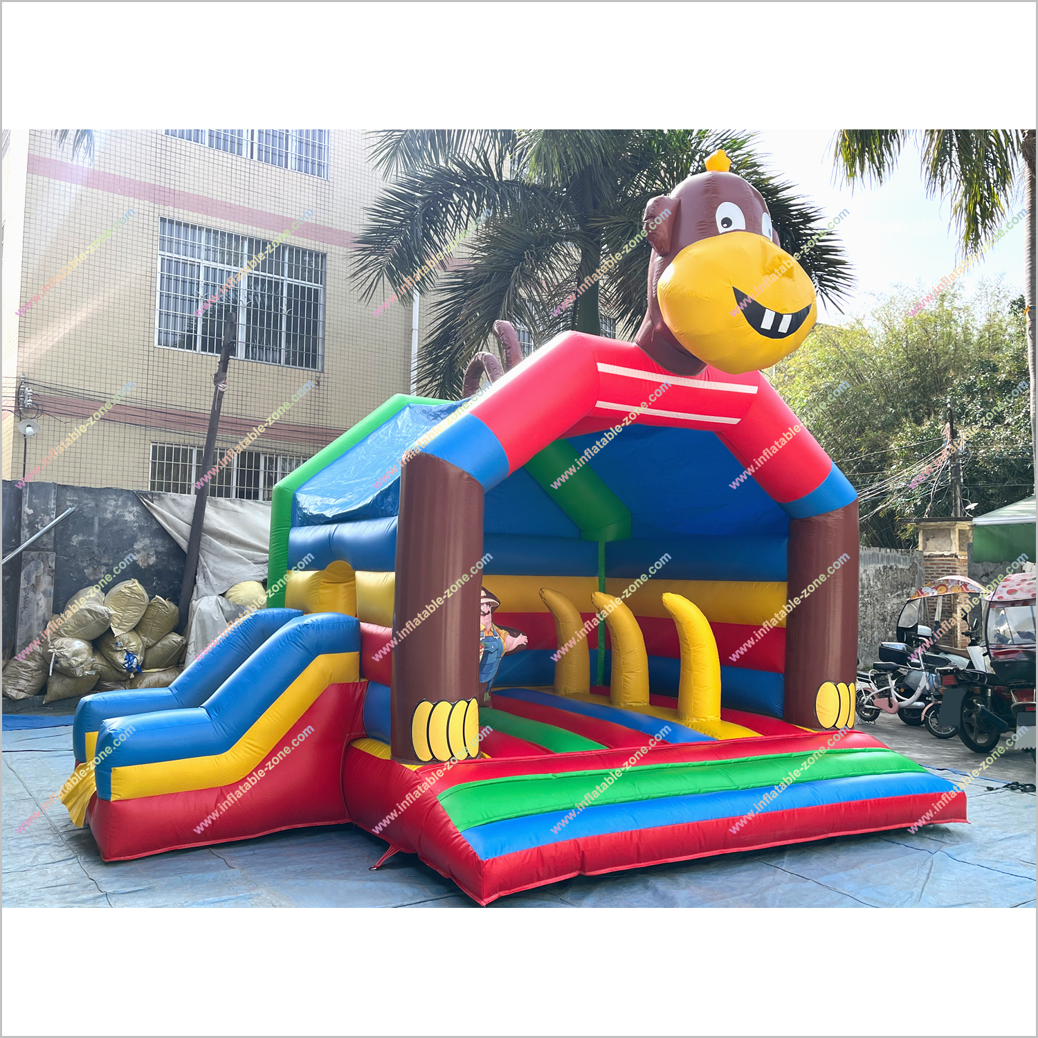 Monkey Theme Jumping Castle Party Bouncy With Slide Commercial Inflatable Bounce House For Sale - Inflatable-Zone