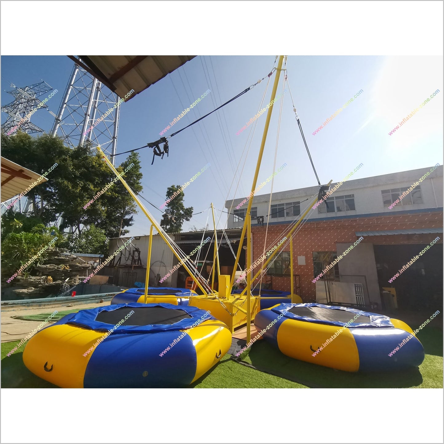 Bungee Games Jump Sport Trampoline Commercial Inflatable Amusement Park 4 Persons Bungee Trampoline Near Me