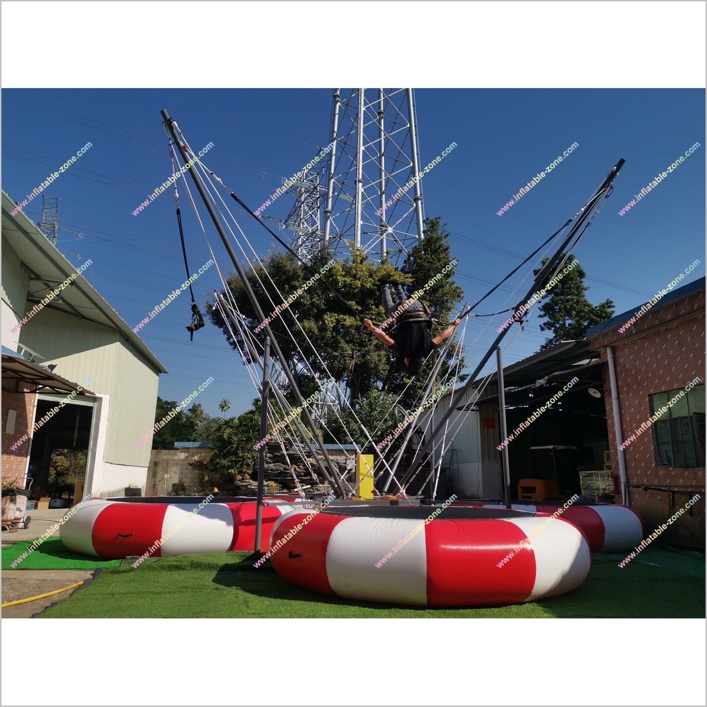 Bounce Trampoline Park Outdoor Bungee Jumping Near Me Inflatable Outdoor Game Bungee Trampoline For Rent