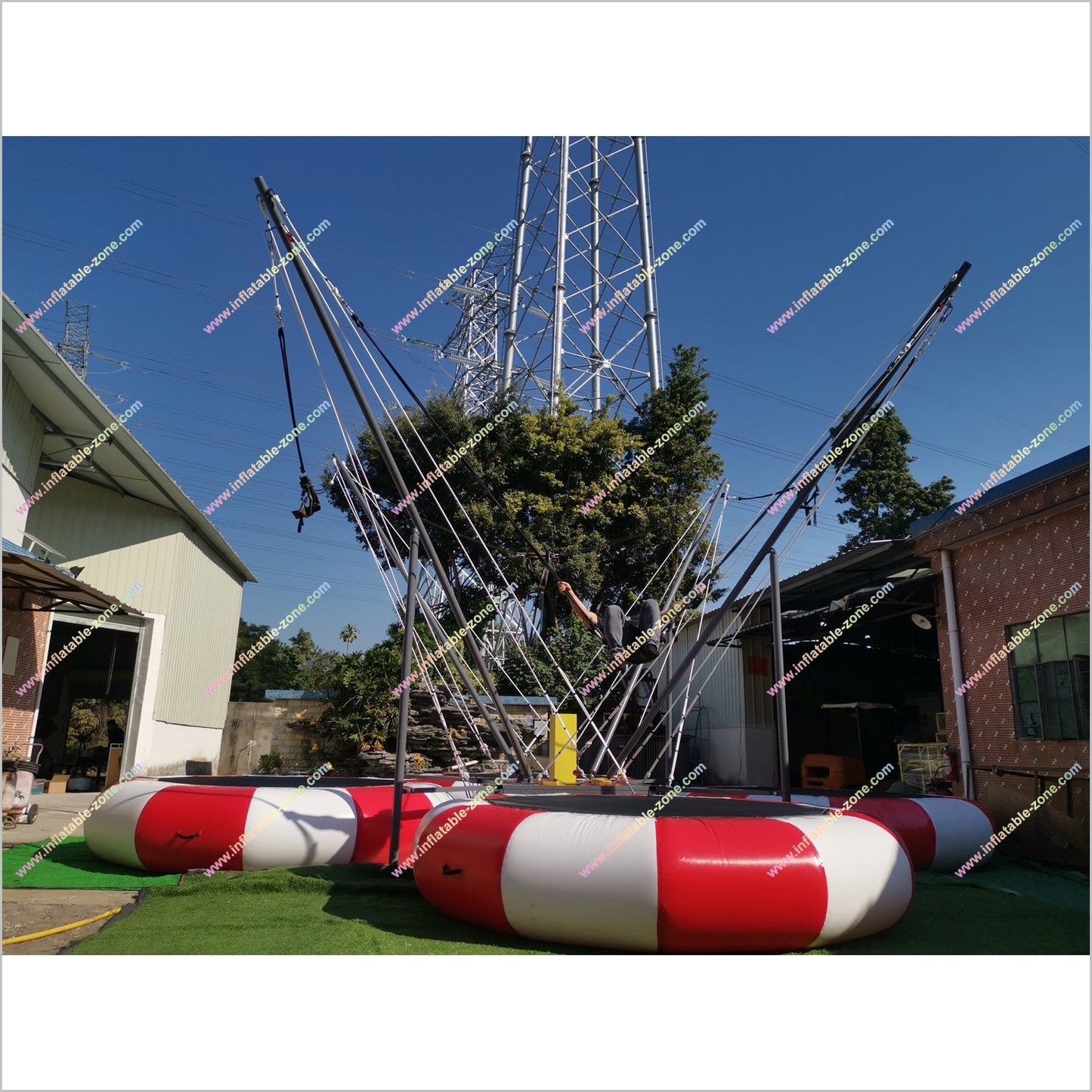 Bounce Trampoline Park Outdoor Bungee Jumping Near Me Inflatable Outdoor Game Bungee Trampoline For Rent