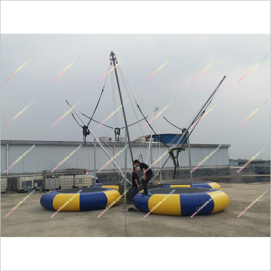 Outdoor Kids And Adult Inflatable Bungee Jump Commercial Business 4 In 1 Bungee Jumping With Trampoline