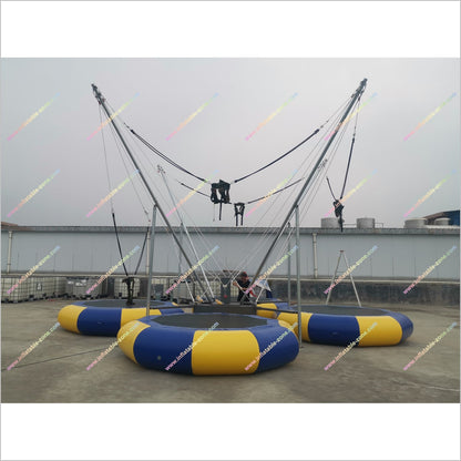 Outdoor Kids And Adult Inflatable Bungee Jump Commercial Business 4 In 1 Bungee Jumping With Trampoline