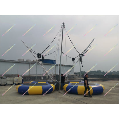Outdoor Kids And Adult Inflatable Bungee Jump Commercial Business 4 In 1 Bungee Jumping With Trampoline