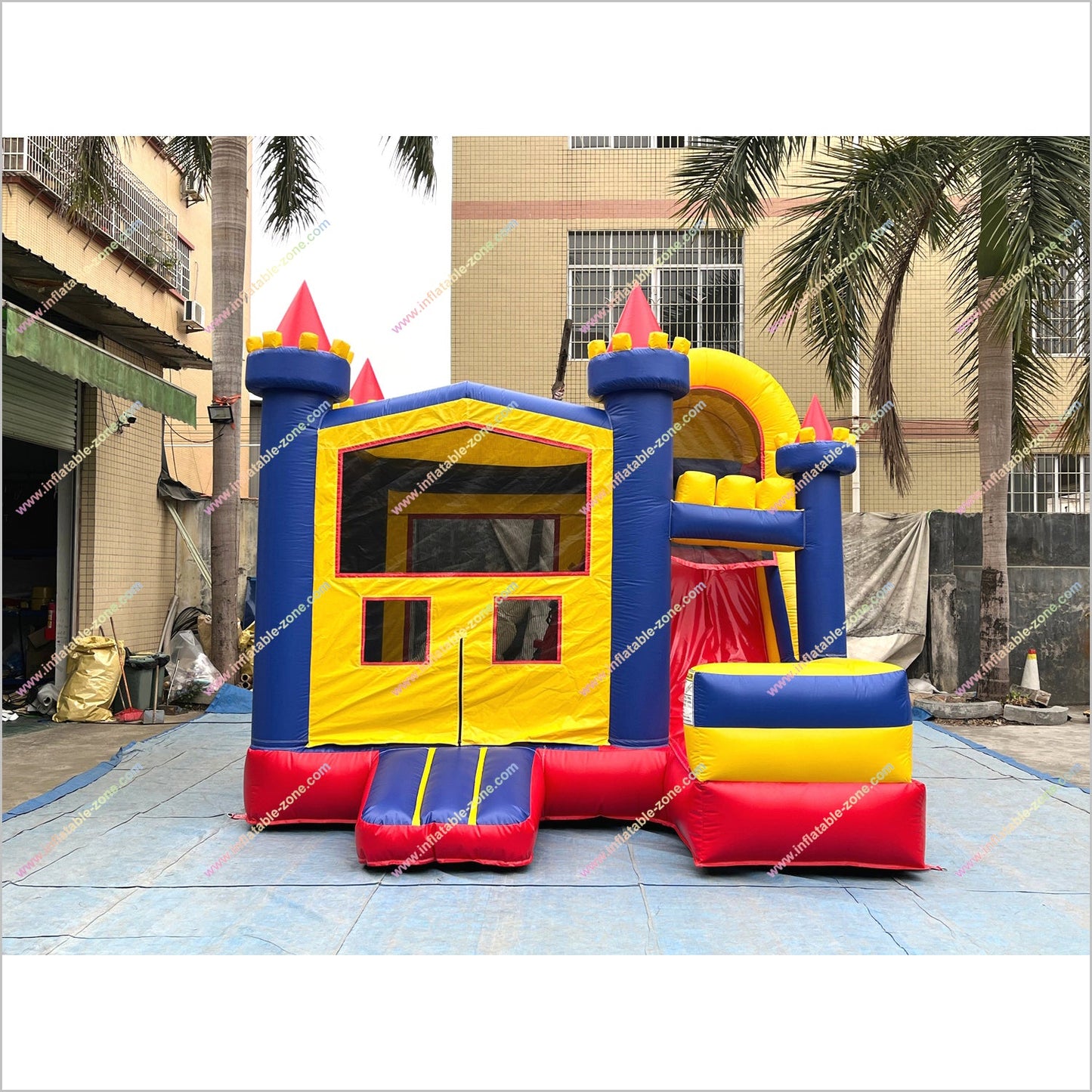 Red Blue And Yellow Jumping Playground Inflatable Slide Rent Mega Combo Castle Bounce House With Slide - Inflatable-Zone