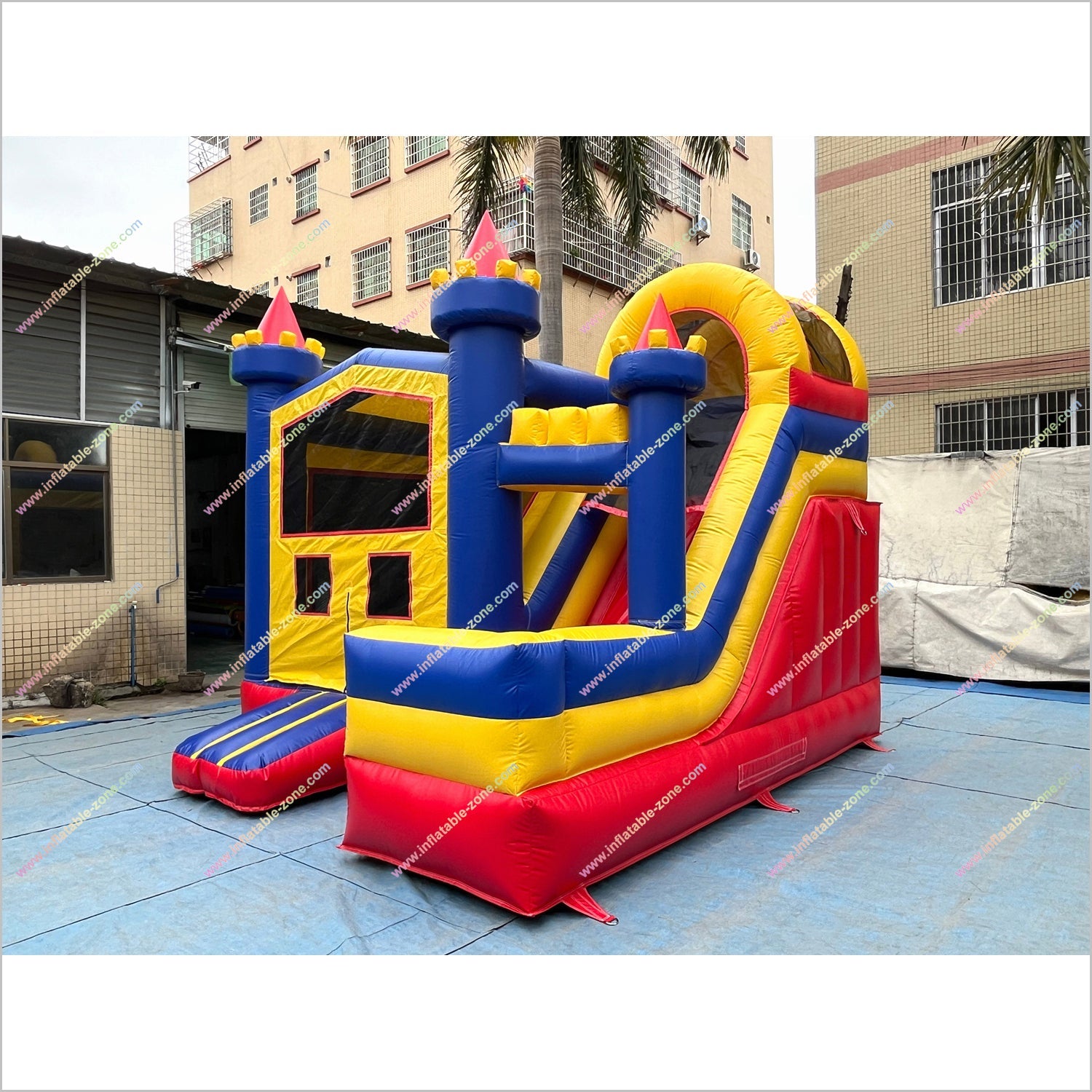 Red Blue And Yellow Jumping Playground Inflatable Slide Rent Mega Combo Castle Bounce House With Slide - Inflatable-Zone