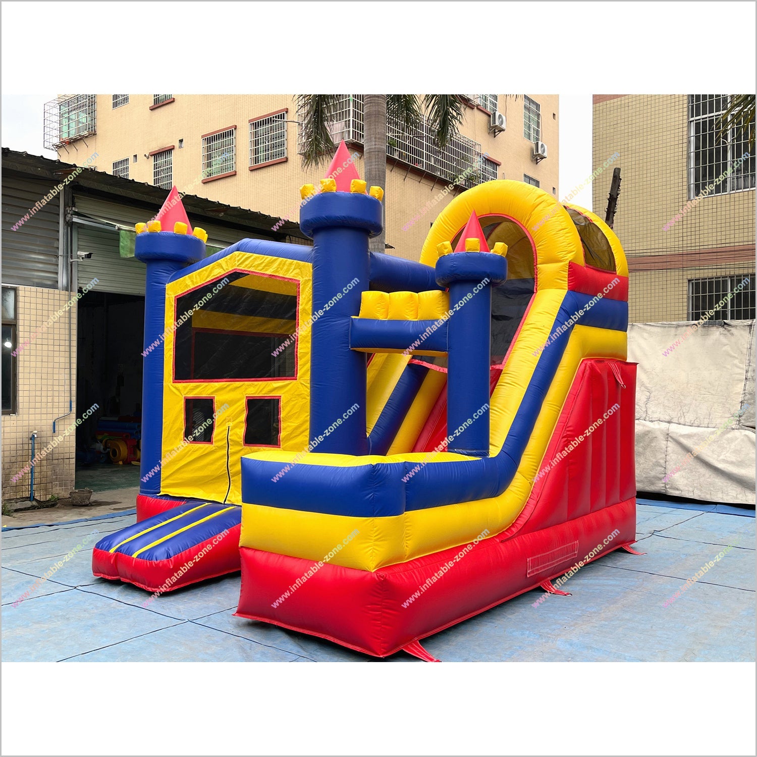 Red Blue And Yellow Jumping Playground Inflatable Slide Rent Mega Combo Castle Bounce House With Slide - Inflatable-Zone