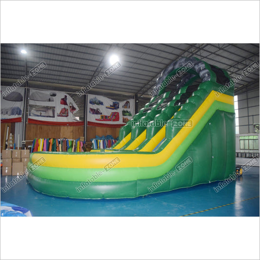 Green Marble Wave Curve Inflatable Water Slide Large Inflatable Water Park Theme With Dual Lane Water Slide - Inflatable-Zone