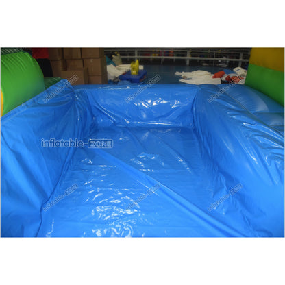 Green Marble Wave Curve Inflatable Water Slide Large Inflatable Water Park Theme With Dual Lane Water Slide - Inflatable-Zone