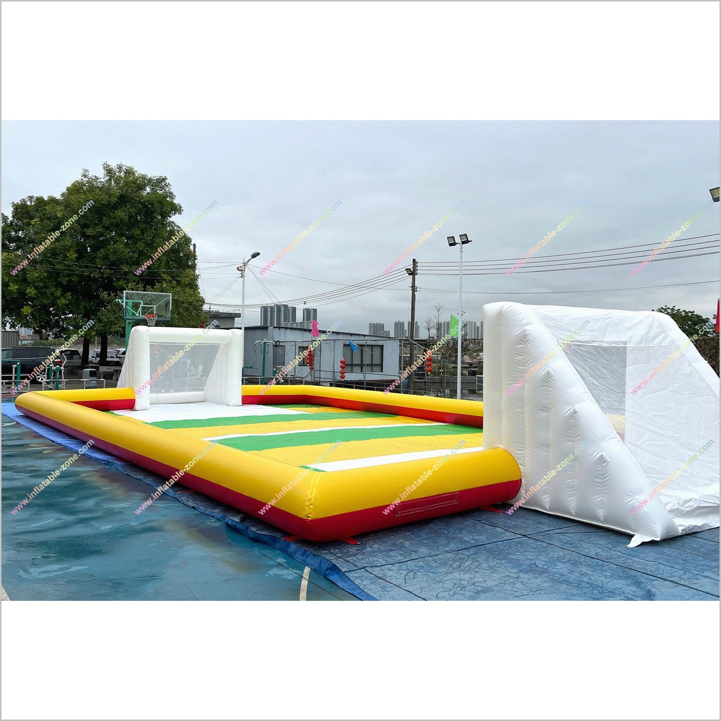 Football Ground Inflatable Pitch Backyard Sports Games Inflatable Soap Soccer Field Rental - Inflatable-Zone