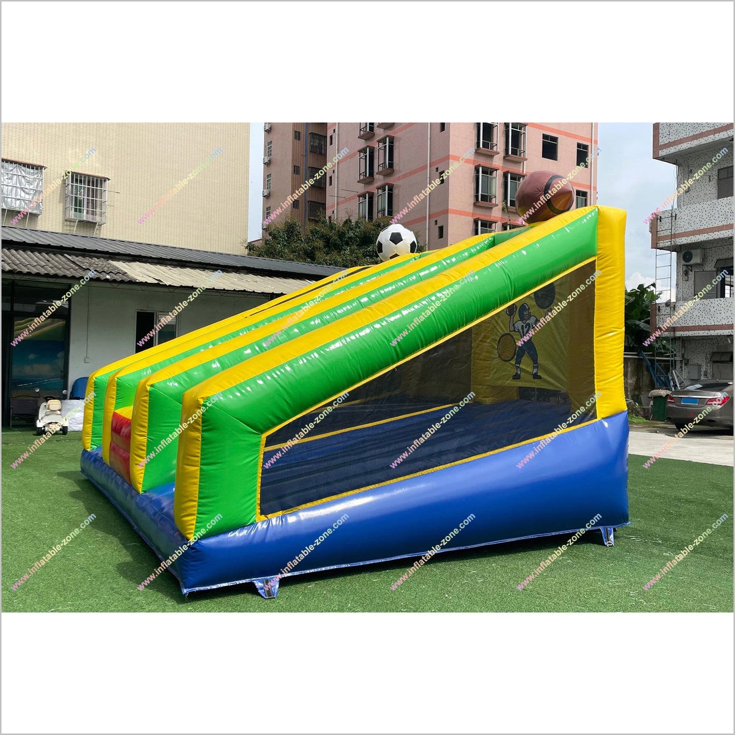 Football Soccer And Basketball 3-In-1 Sports Shooting Interactive Inflatable Challenging Games To Play Party Time Rentals