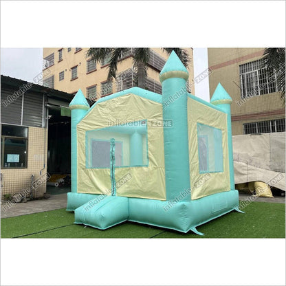 Fun Green Bouncy Castle With Small Slide Best Outdoor Inflatable Bounce House For Backyard Party Equipment - Inflatable-Zone
