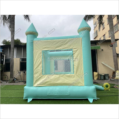Fun Green Bouncy Castle With Small Slide Best Outdoor Inflatable Bounce House For Backyard Party Equipment - Inflatable-Zone