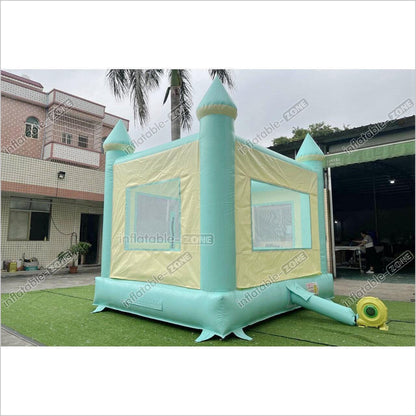 Fun Green Bouncy Castle With Small Slide Best Outdoor Inflatable Bounce House For Backyard Party Equipment - Inflatable-Zone