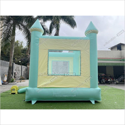 Fun Green Bouncy Castle With Small Slide Best Outdoor Inflatable Bounce House For Backyard Party Equipment - Inflatable-Zone