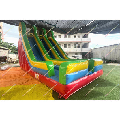 Giant Inflatable Double Lane Slide Funny Interesting Commercial Inflatable Big Blow Up Slide Rental