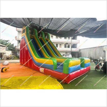 Giant Inflatable Double Lane Slide Funny Interesting Commercial Inflatable Big Blow Up Slide Rental