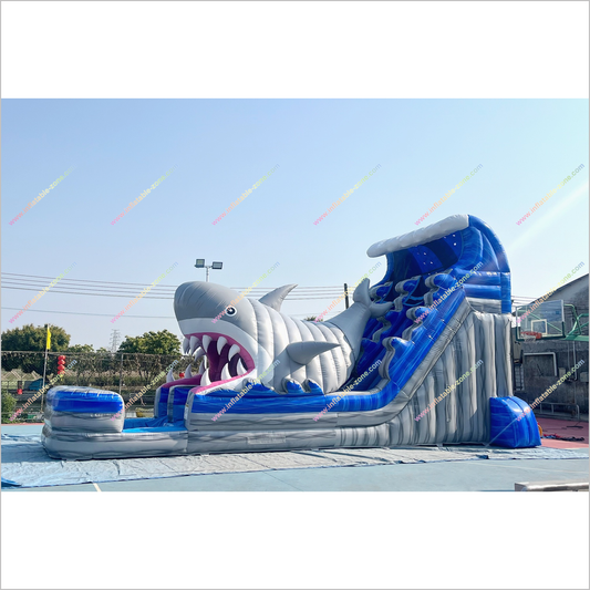 Happy Hop Inflatable Shark Double Water Slide Playground Equipment For Parks Giant Water Slide Rental Inflatable Pool - Inflatable-Zone