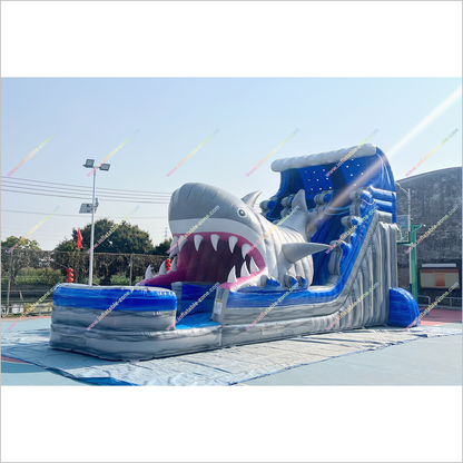Happy Hop Inflatable Shark Double Water Slide Playground Equipment For Parks Giant Water Slide Rental Inflatable Pool - Inflatable-Zone