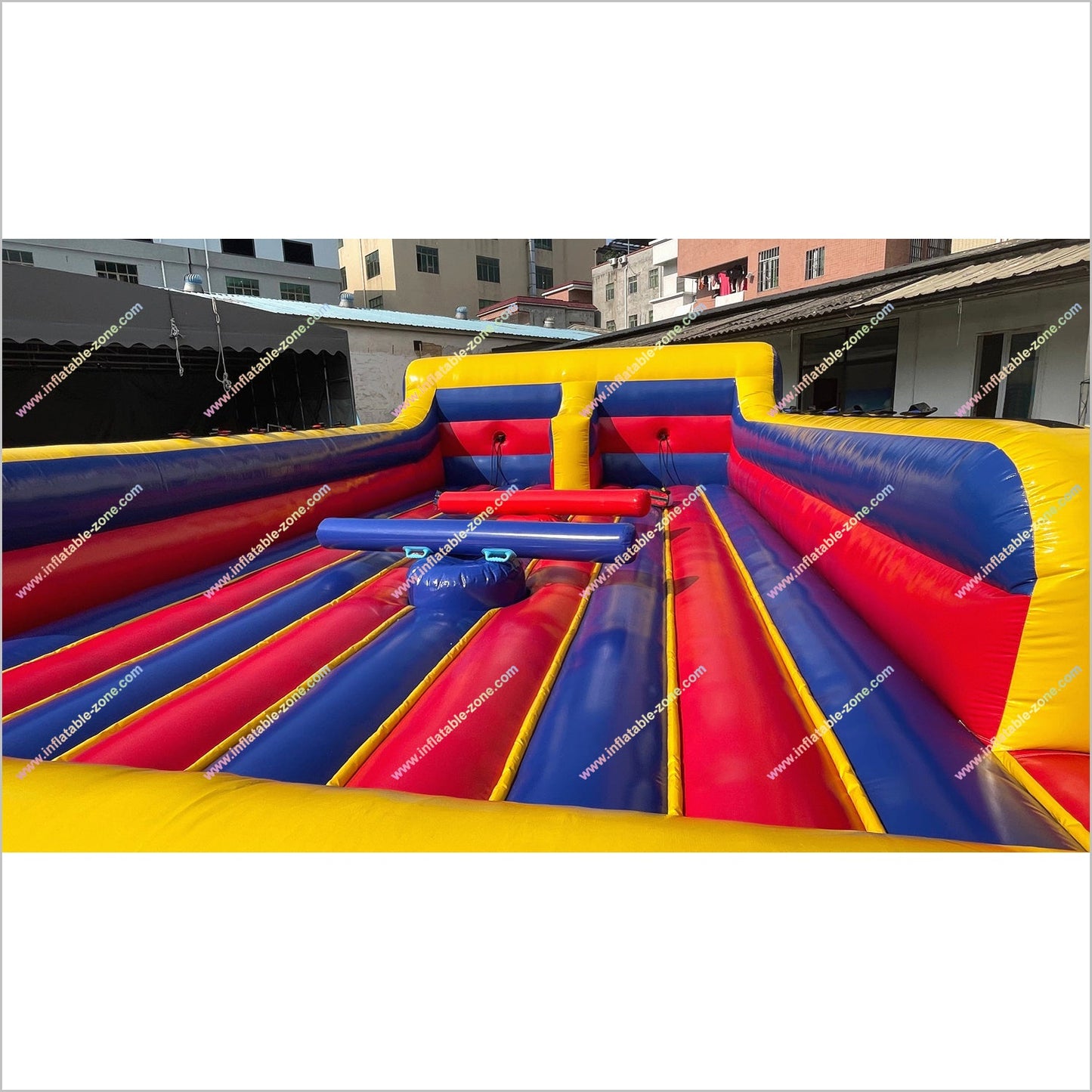 Gladiators Inflatables Bungee Run Joust Combo Interactive Activity Jousting Inflatable Rental Near Me