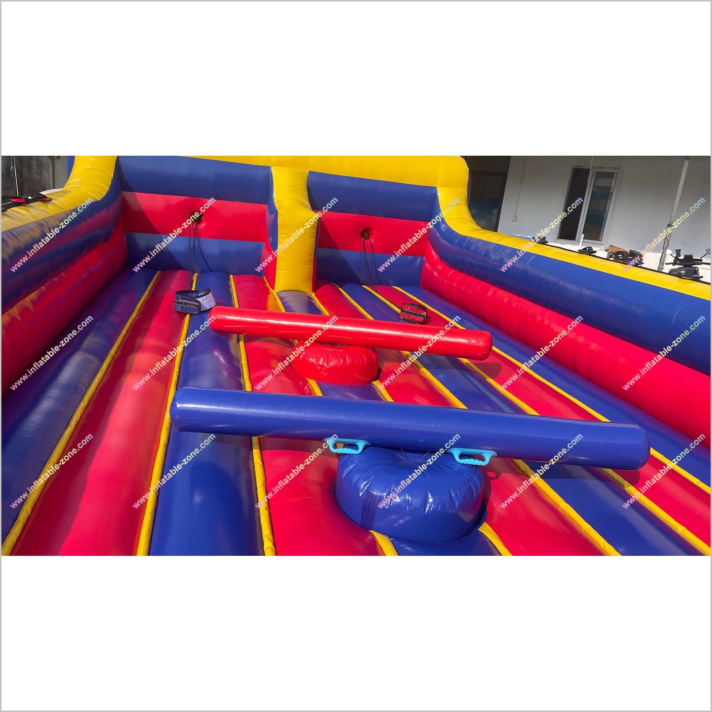 Gladiators Inflatables Bungee Run Joust Combo Interactive Activity Jousting Inflatable Rental Near Me