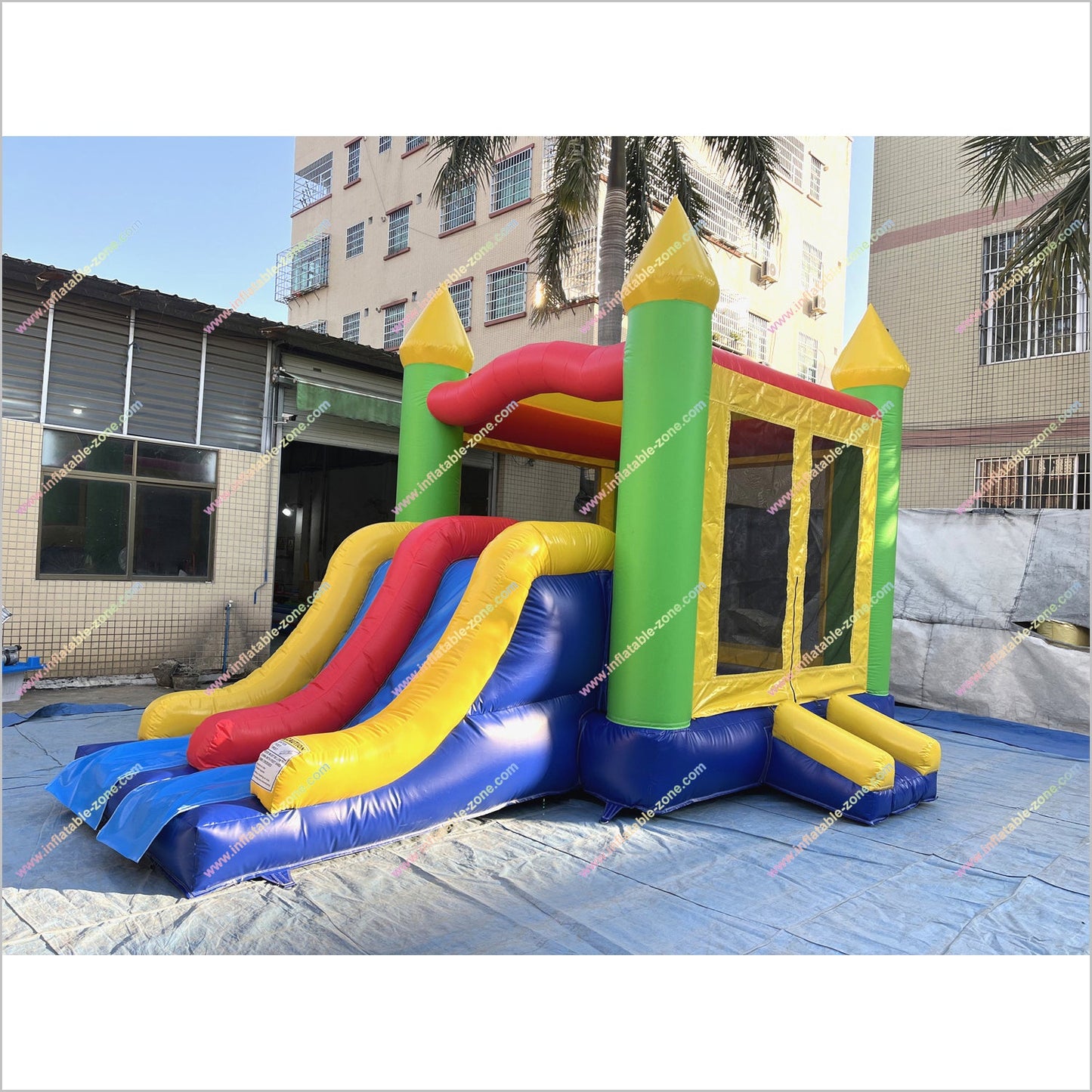 Happy Combo Slide Jumping Castle Hire Inflatable Park Outdoor Bounce House With Slide For Sale