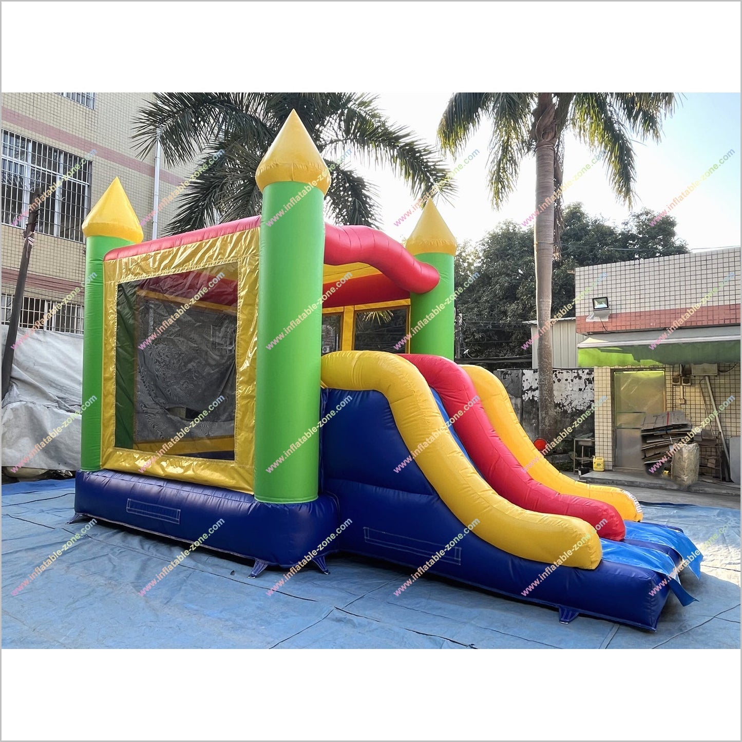 Happy Combo Slide Jumping Castle Hire Inflatable Park Outdoor Bounce House With Slide For Sale