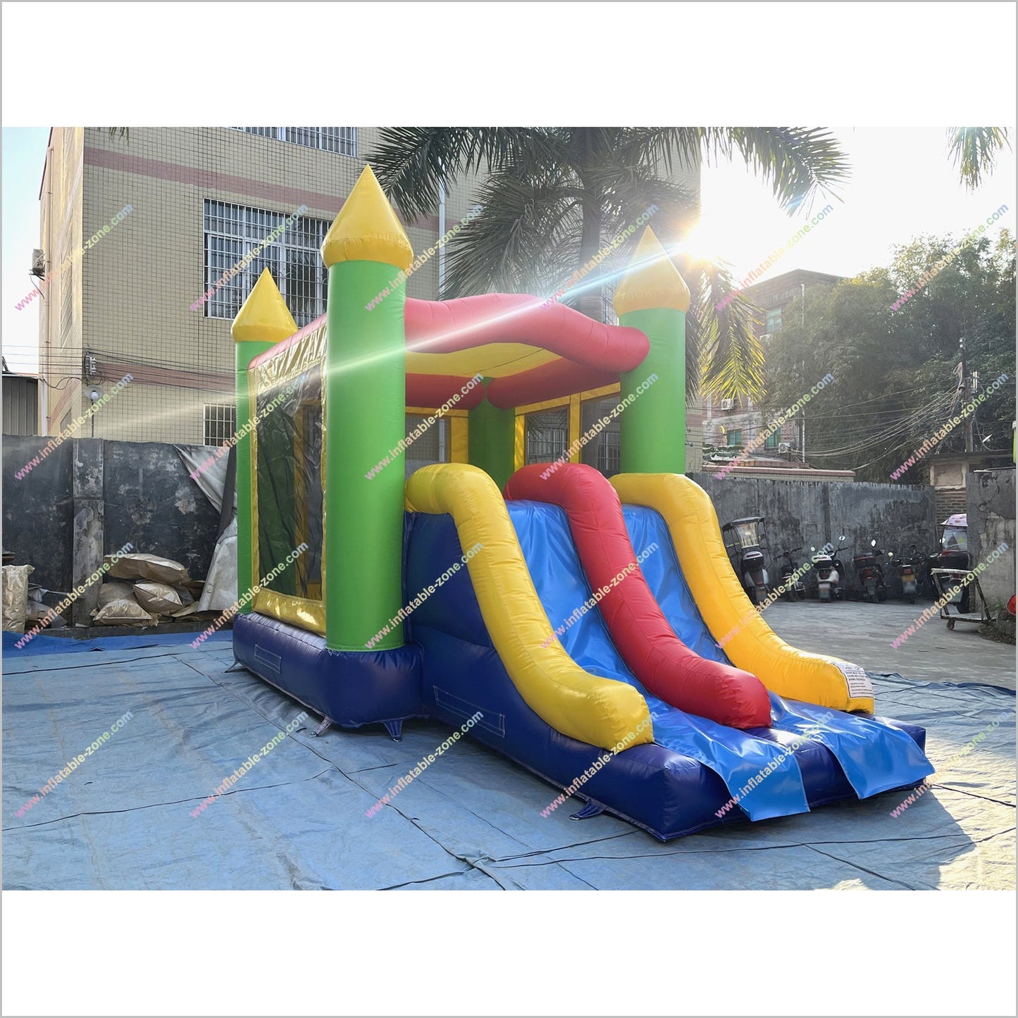 Happy Combo Slide Jumping Castle Hire Inflatable Park Outdoor Bounce House With Slide For Sale