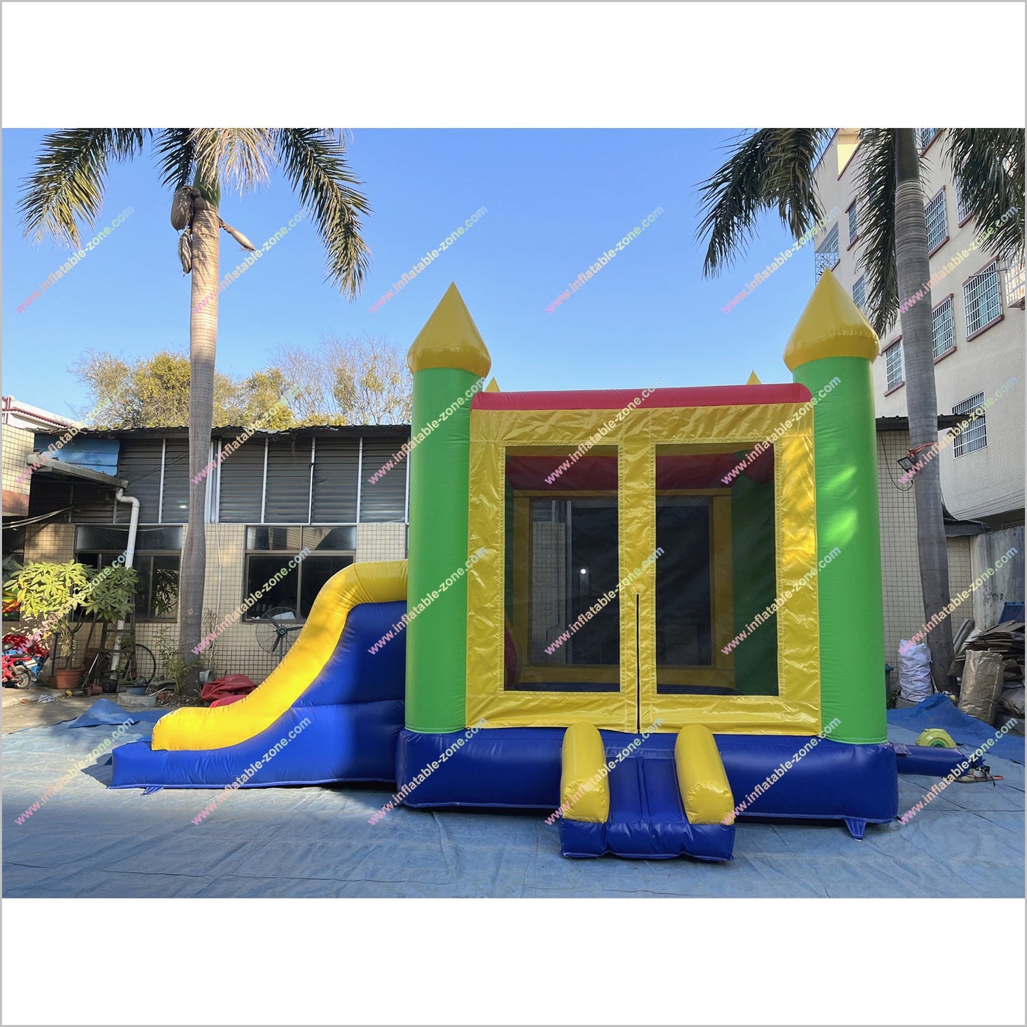 Happy Combo Slide Jumping Castle Hire Inflatable Park Outdoor Bounce House With Slide For Sale