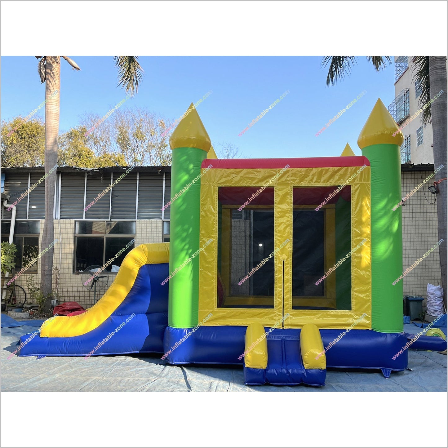 Happy Combo Slide Jumping Castle Hire Inflatable Park Outdoor Bounce House With Slide For Sale