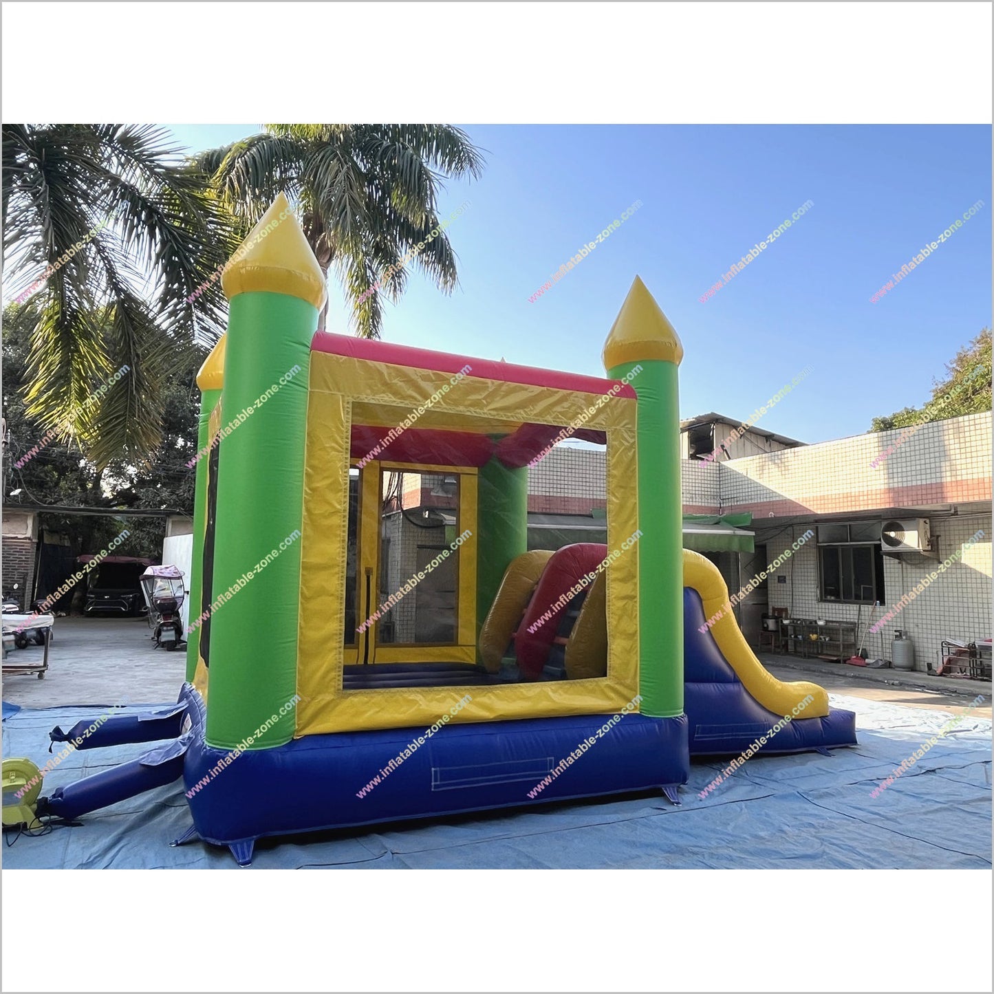 Happy Combo Slide Jumping Castle Hire Inflatable Park Outdoor Bounce House With Slide For Sale