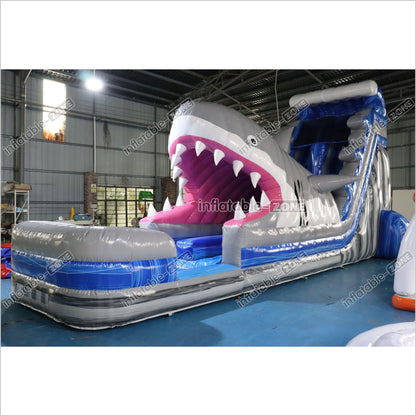 Happy Hop Inflatable Shark Slide Party Blow Up Commercial Inflatable Water Slide With Pool - Inflatable-Zone