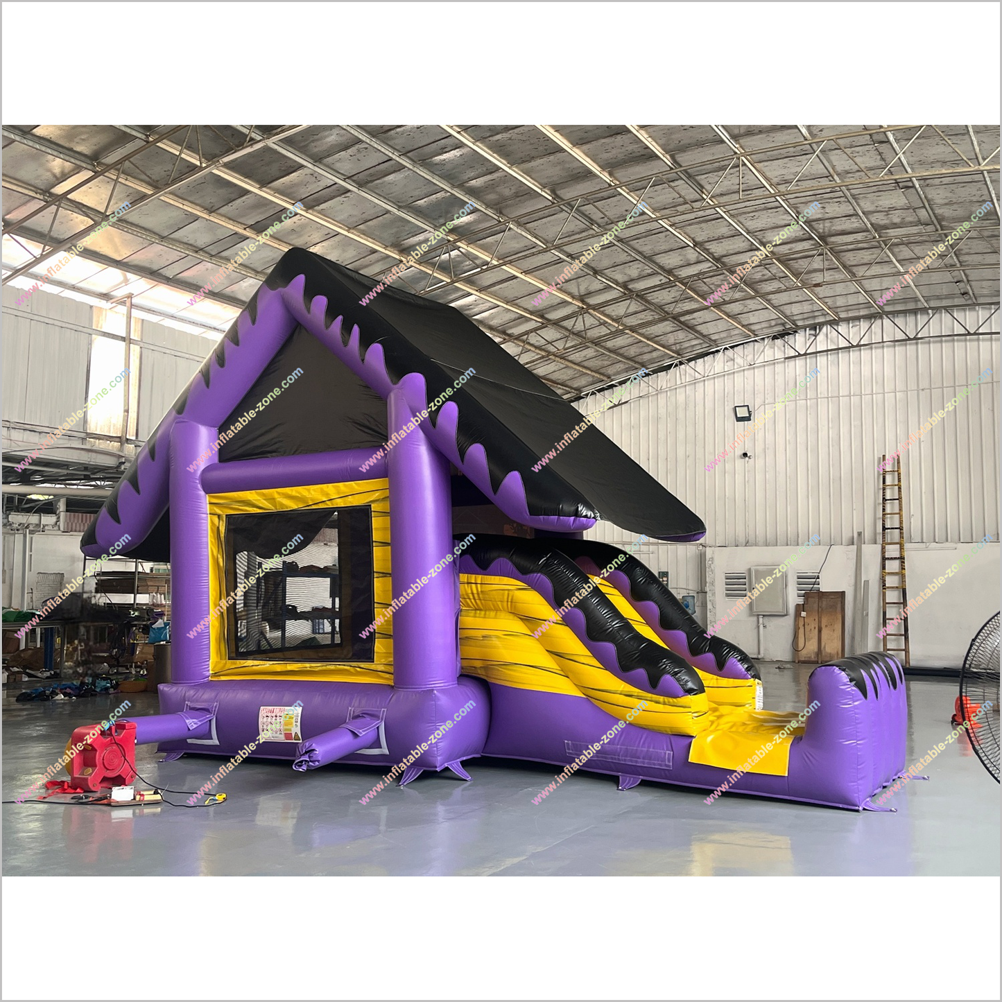 Haunted House Halloween Inflatable Bounce And Slide Rentals Purple And Black Combo Slide Bouncy Castle For Sale