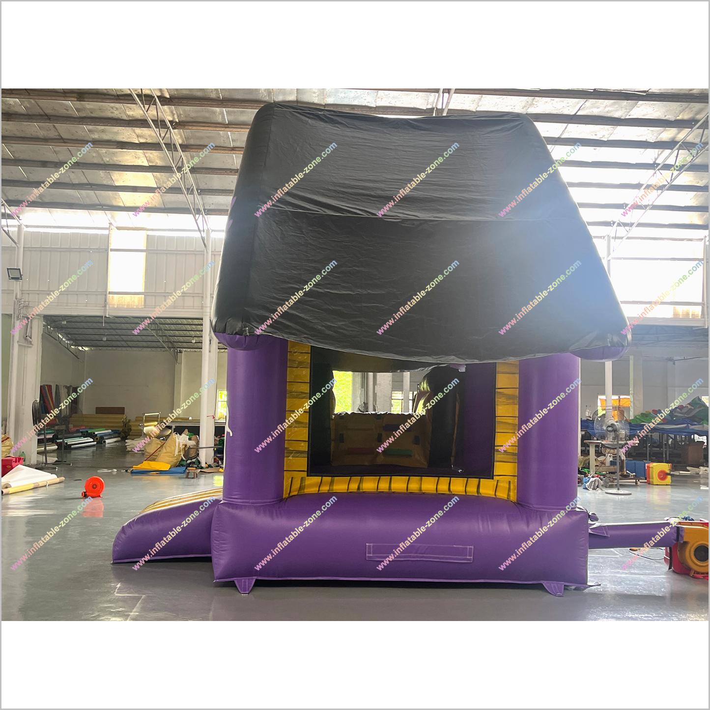 Haunted House Halloween Inflatable Bounce And Slide Rentals Purple And Black Combo Slide Bouncy Castle For Sale