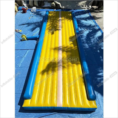 Blue And Yellow Tumbling Mat For Cheerleading Flipping Skills, Air Track Inflatable Gymnastics Mat - Inflatable-Zone