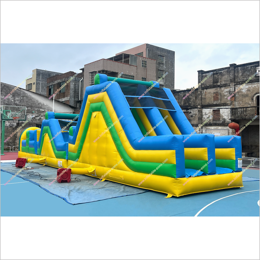 Hire An Inflatable Obstacle Course Double Slip Slide Outdoor Backyard Playground Blow Up Obstacle Course For Sale